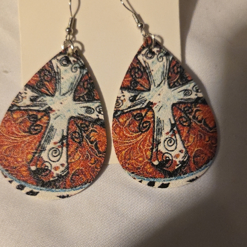 Teardrop Cross Earrings